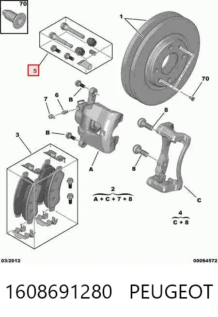 Zestaw naprawczy zacisku hamulcowego przedniego 1608691280 Peugeot/Citroen