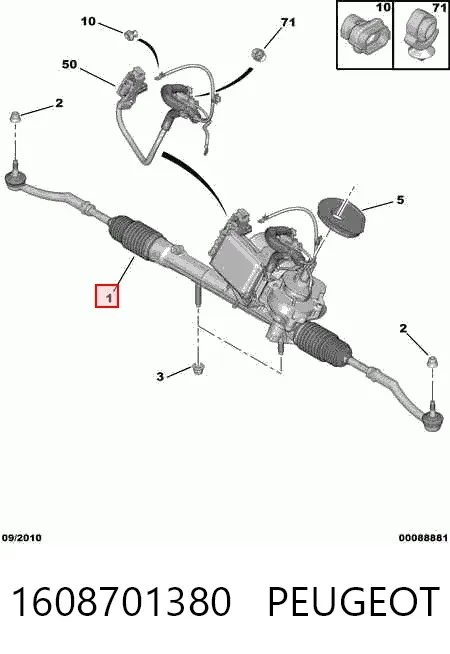 Listwa kierownicza (maglownica) 1608701380 Peugeot/Citroen