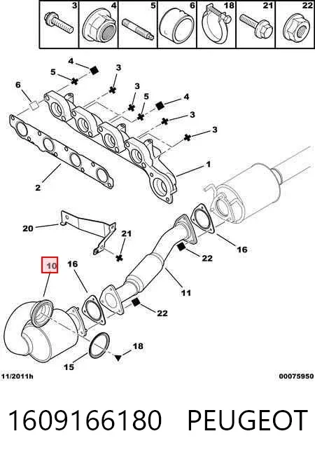 Konwerter-katalizator 1609166180 Peugeot/Citroen