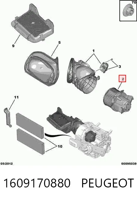 Silniczek wentylatora nagrzewnicy (ogrzewacza wnętrza) 1609170880 Peugeot/Citroen