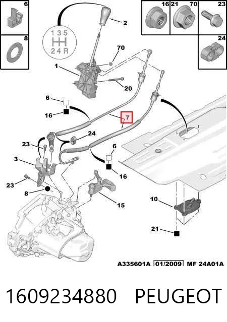 Linka dźwigni zmiany biegów podwójna 1609234880 Peugeot/Citroen
