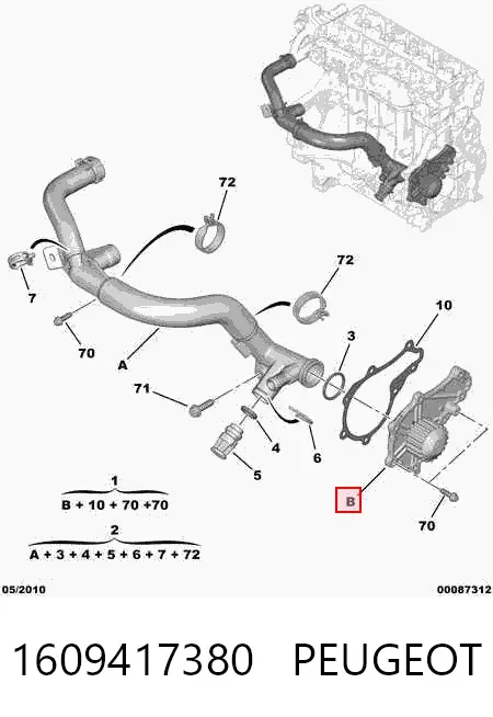 Pompa chłodząca wodna 1609417380 Peugeot/Citroen