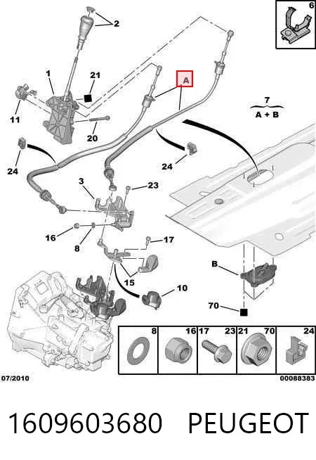 Linka dźwigni zmiany biegów podwójna 1609603680 Peugeot/Citroen