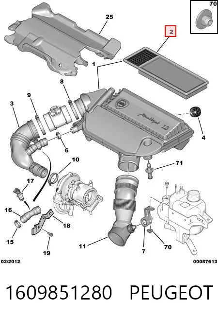 Filtr powietrza 1609851280 Peugeot/Citroen