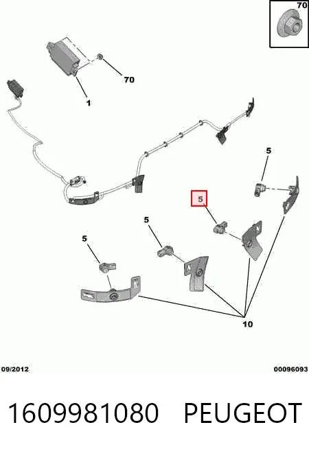 Czujnik parkowania przedni 1609981080 Peugeot/Citroen