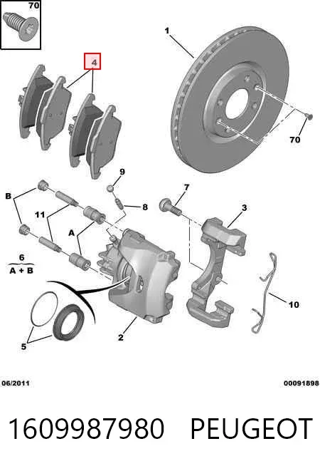 Klocki hamulcowe przednie tarczowe 1609987980 Peugeot/Citroen