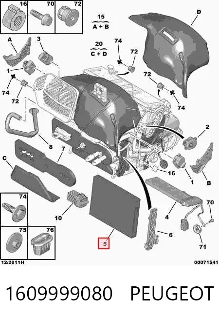 Filtr kabiny 1609999080 Peugeot/Citroen