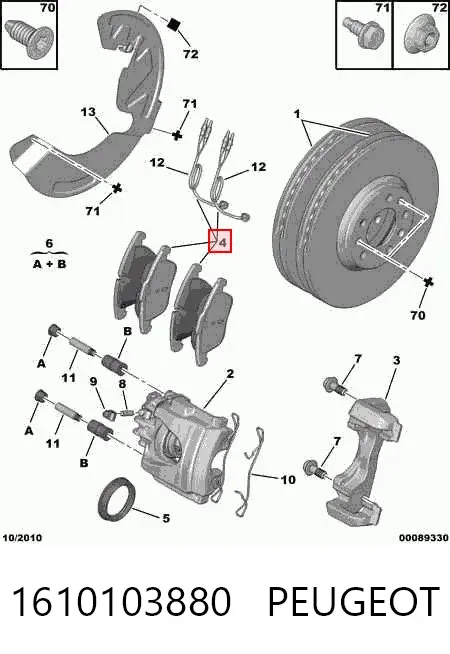Klocki hamulcowe przednie tarczowe 1610103880 Peugeot/Citroen