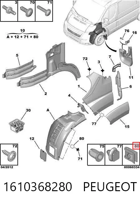Nadkole błotnika przedniego prawe 1610368280 Peugeot/Citroen