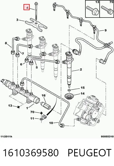 Śruba mocowania wtryskiwacza 1610369580 Peugeot/Citroen