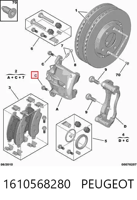 Jarzmo zacisku hamulcowego przedniego Peugeot 207 WA, WC