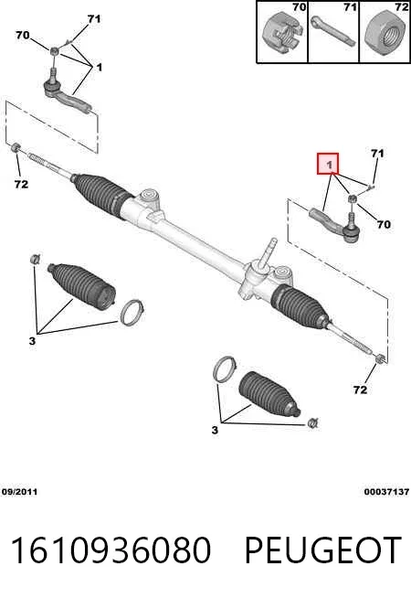 Końcówka drążka kierowniczego zewnętrzna 1610936080 Peugeot/Citroen