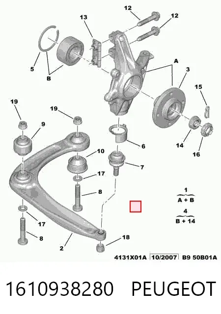 Sworzeń wahacza dolny 1610938280 Peugeot/Citroen