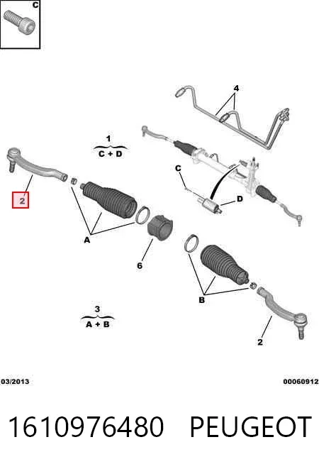 Końcówka drążka kierowniczego zewnętrzna 1610976480 Peugeot/Citroen