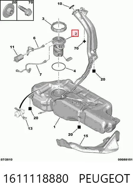 Moduł pompy paliwowej z czujnikiem poziomu paliwa 1611118880 Peugeot/Citroen