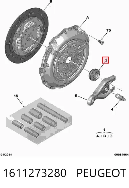 Zestaw sprzęgła (3 części) 1611273280 Peugeot/Citroen