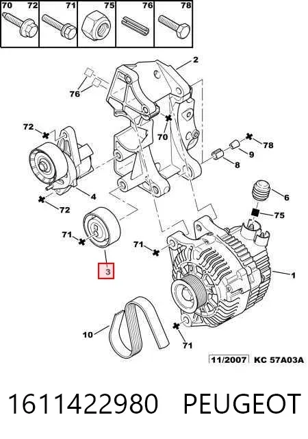 Rolka prowadząca, kierunkowa paska napędowego 1611422980 Peugeot/Citroen