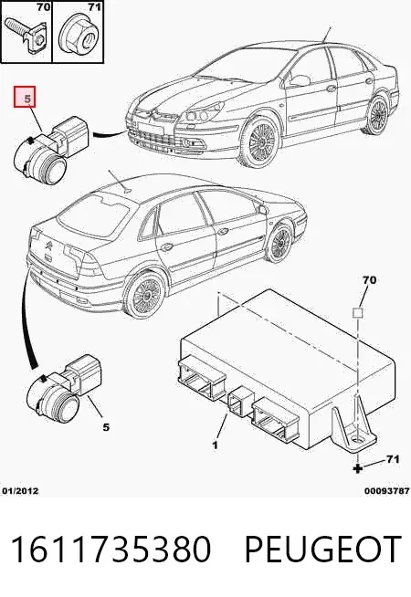 Czujnik parkowania przedni 1611735380 Peugeot/Citroen