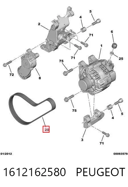 Pas napędowy mechanizmów 1612162580 Peugeot/Citroen