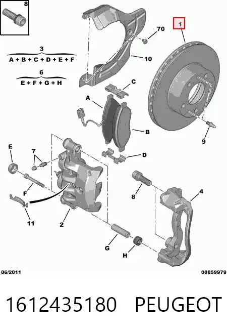 Tarcza hamulcowa przednia 1612435180 Peugeot/Citroen