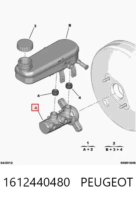 Główny cylinder hamulców 1612440480 Peugeot/Citroen
