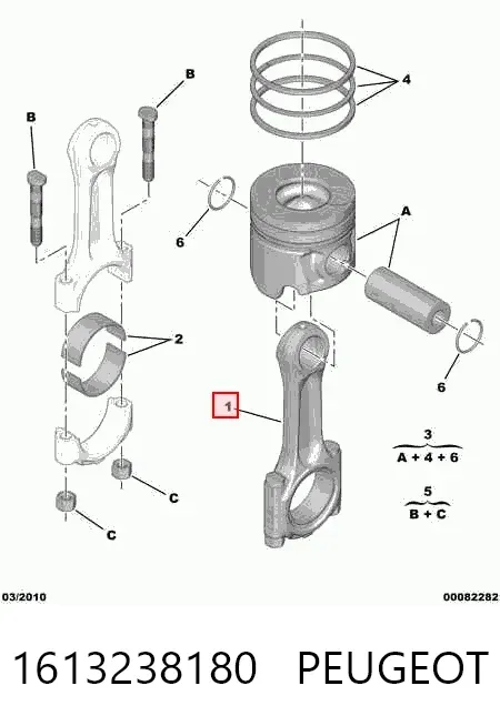 Korbowód tłoka silnika 1613238180 Peugeot/Citroen