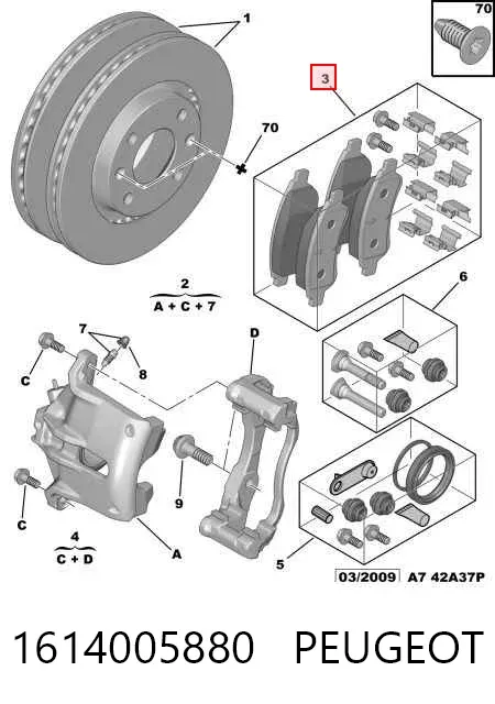 Klocki hamulcowe przednie tarczowe 1614005880 Peugeot/Citroen