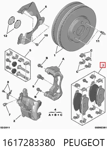 Klocki hamulcowe przednie tarczowe 1617283380 Peugeot/Citroen