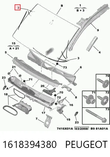 Szyba przednia 1618394380 Peugeot/Citroen