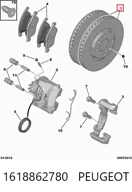 Tarcza hamulcowa przednia 1618862780 Peugeot/Citroen