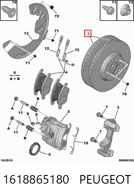 Tarcza hamulcowa przednia 1618865180 Peugeot/Citroen