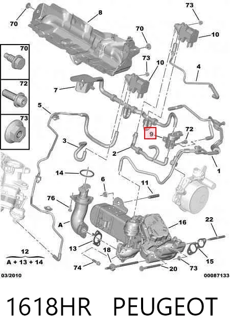 Zawór elektromagnetyczny regulacji klapy EGR 1618HR Peugeot/Citroen