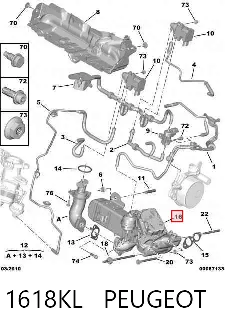 Chłodnica układu recyrkulacji spalin EGR 1618KL Peugeot/Citroen