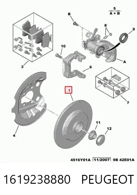 Tarcza hamulcowa tylna 1619238880 Peugeot/Citroen