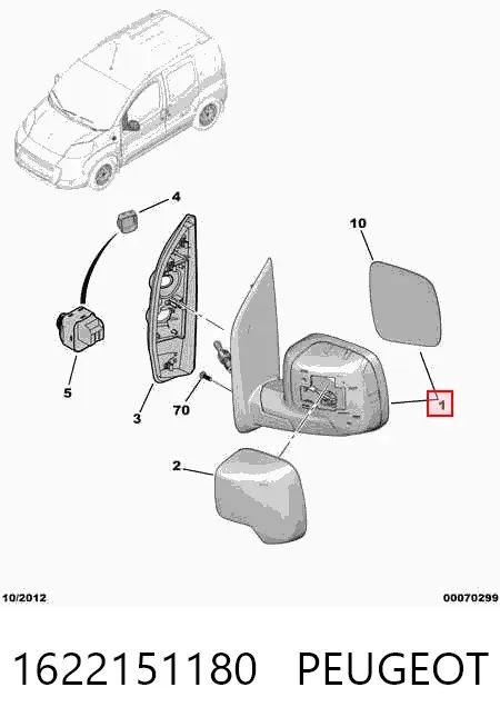 Lusterko wsteczne lewe 1622151180 Peugeot/Citroen