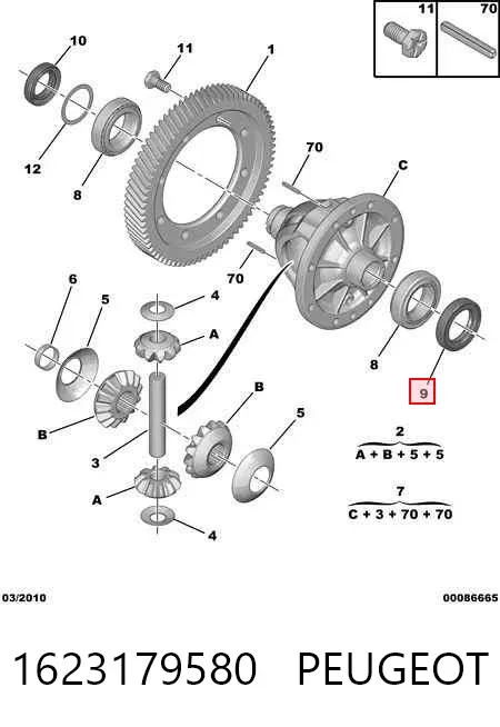 Uszczelniacz półosi lewej mostu przedniego 1623179580 Peugeot/Citroen