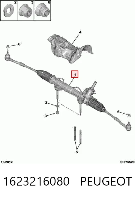 Listwa kierownicza (maglownica) 1623216080 Peugeot/Citroen