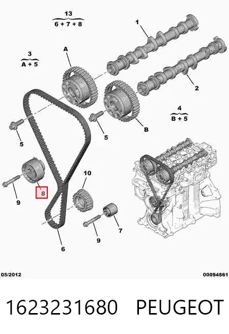 Pasek rozrządu, zestaw 1623231680 Peugeot/Citroen