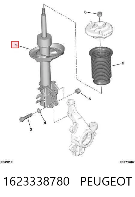 Amortyzator przedni prawy 1623338780 Peugeot/Citroen