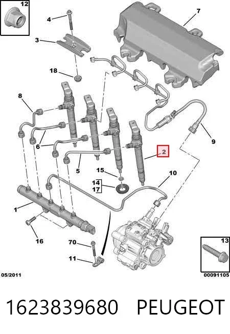 Wtryskiwacz paliwa 1623839680 Peugeot/Citroen