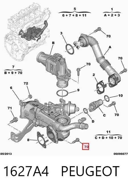 Wąż łącznika chłodnicy EGR 1627A4 Peugeot/Citroen