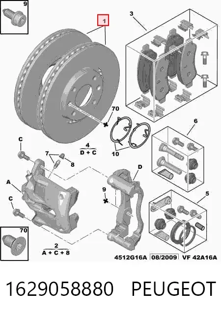 Tarcza hamulcowa przednia 1629058880 Peugeot/Citroen