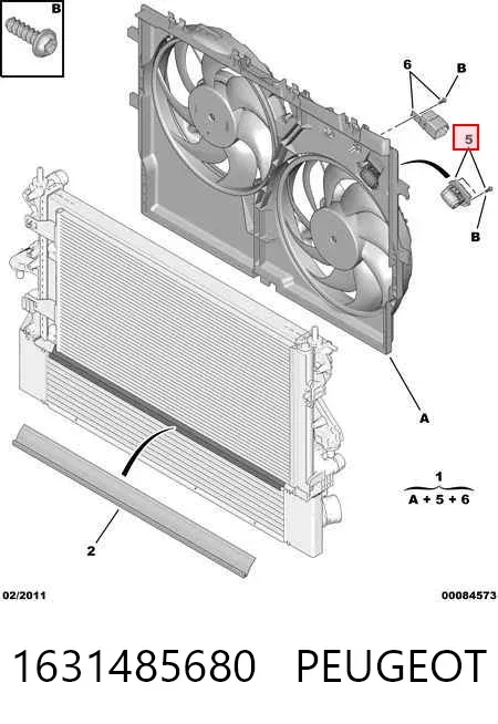 Dyfuzor chłodnicy, w komplecie z silnikiem i wirnikiem 1631485680 Peugeot/Citroen
