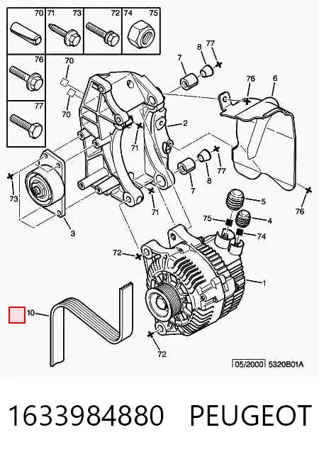 Pas napędowy mechanizmów 1633984880 Peugeot/Citroen