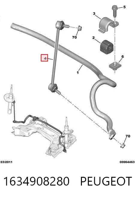 Łącznik stabilizatora przedniego prawy 1634908280 Peugeot/Citroen