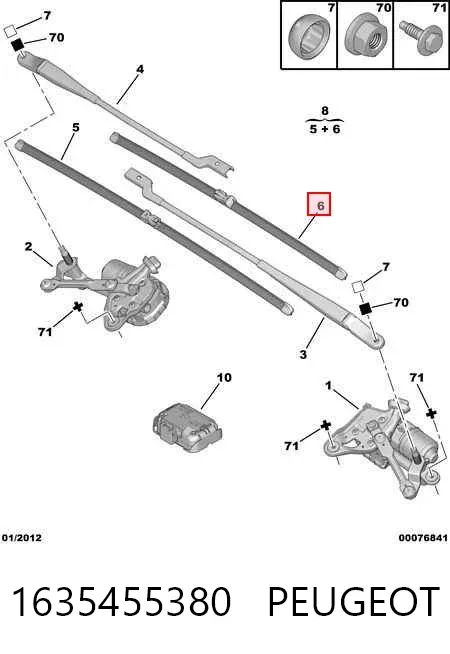 Pióro wycieraczki szyby przedniej kierowcy 1635455380 Peugeot/Citroen