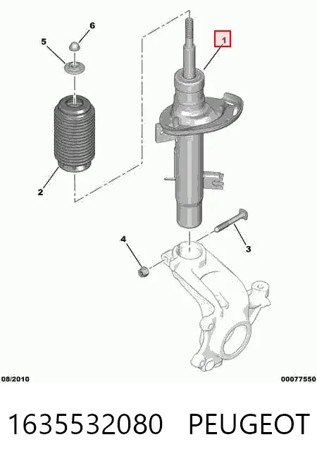 Amortyzator przedni lewy 1635532080 Peugeot/Citroen