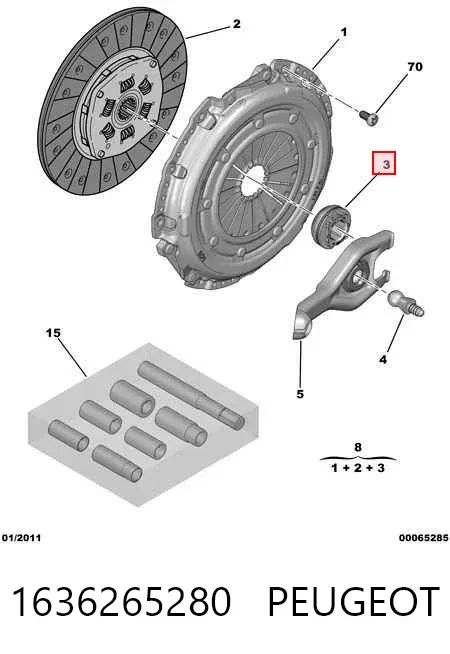 Zestaw sprzęgła (3 części) 1636265280 Peugeot/Citroen