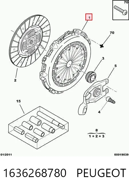 Zestaw sprzęgła (3 części) 1636268780 Peugeot/Citroen