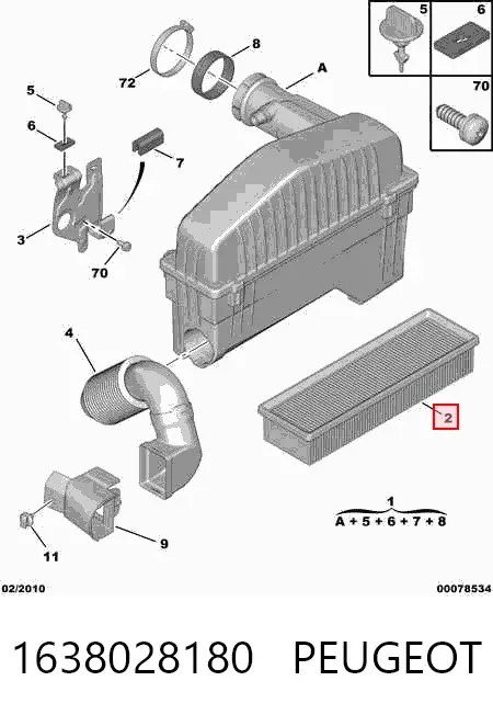 Filtr powietrza 1638028180 Peugeot/Citroen